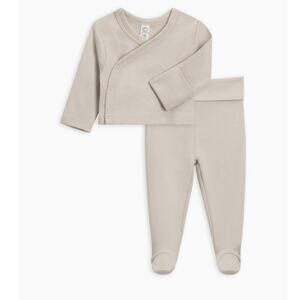 NEW Colored Organics Classic Riley 2 Piece Kimono Wrap Top & Pant Set in Stone